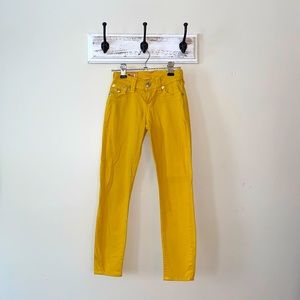 True Religion stretchy skinny jeans mustard